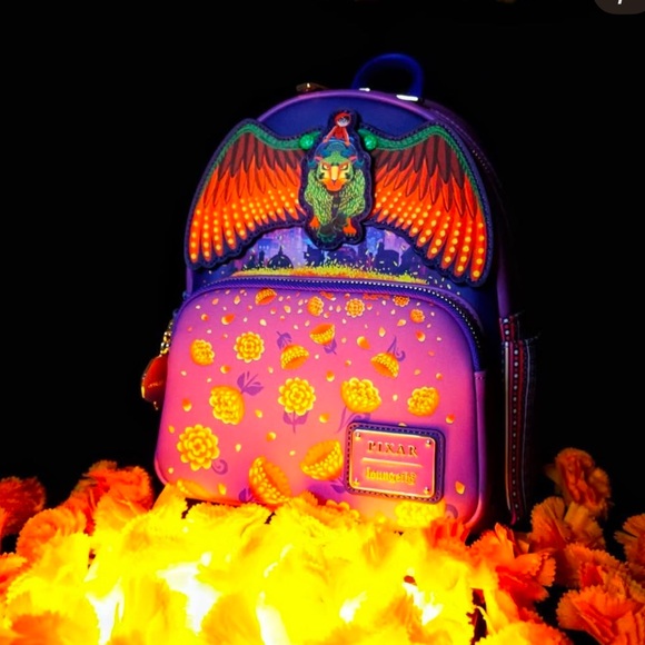 Loungefly Disney Pixar Coco Miguel Rides Pepita Mini Backpack Glow in the Dark - Picture 8 of 12